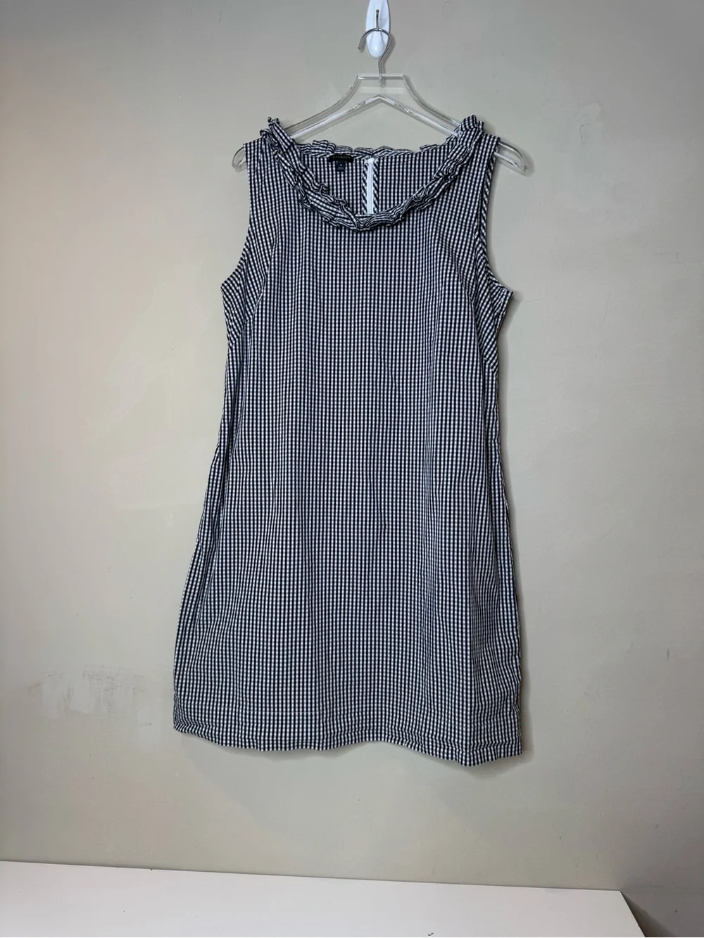 Talbots Black & White Gingham Sleeveless Shift Dress – Size 16
